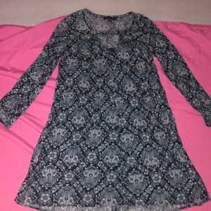 American Eagle Blue Mod Print Long Sleeved Dress